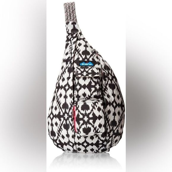 Kavu Handbags - Kavu Rope Sling Multi Pocket Bag - Neon Pink Black & White